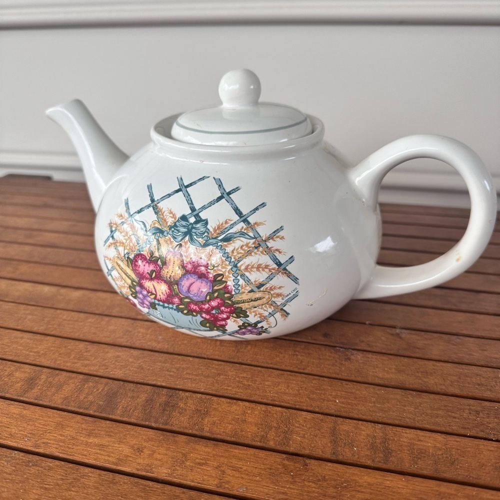 Floral White Teapot